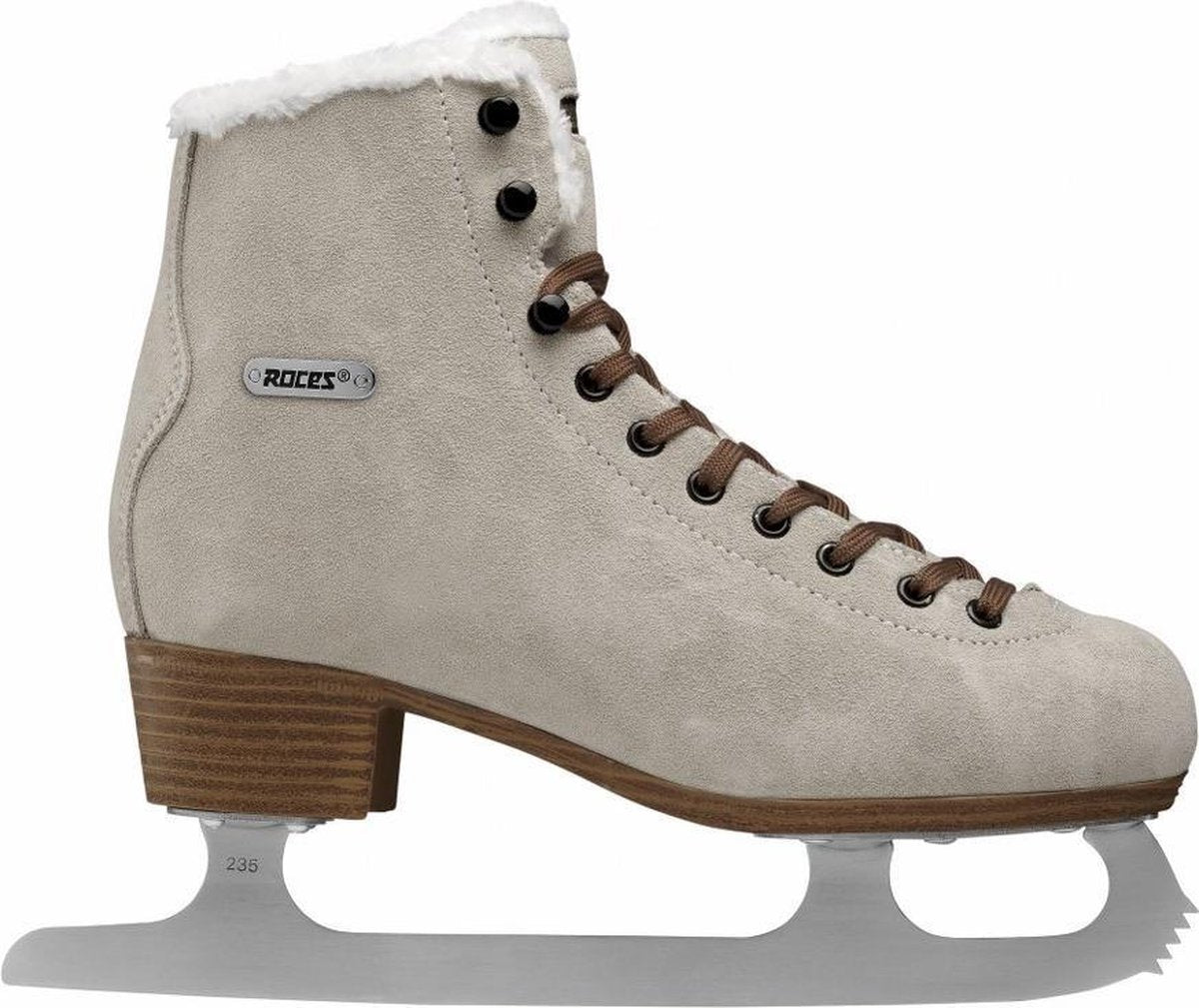 Roces – Wildleder-Öko-Fell – Eiskunstlauf – Skaten Damen – Braun – warmes Öko-Fell-Futter aus Edelstahl, Eisen – Größe EU 36