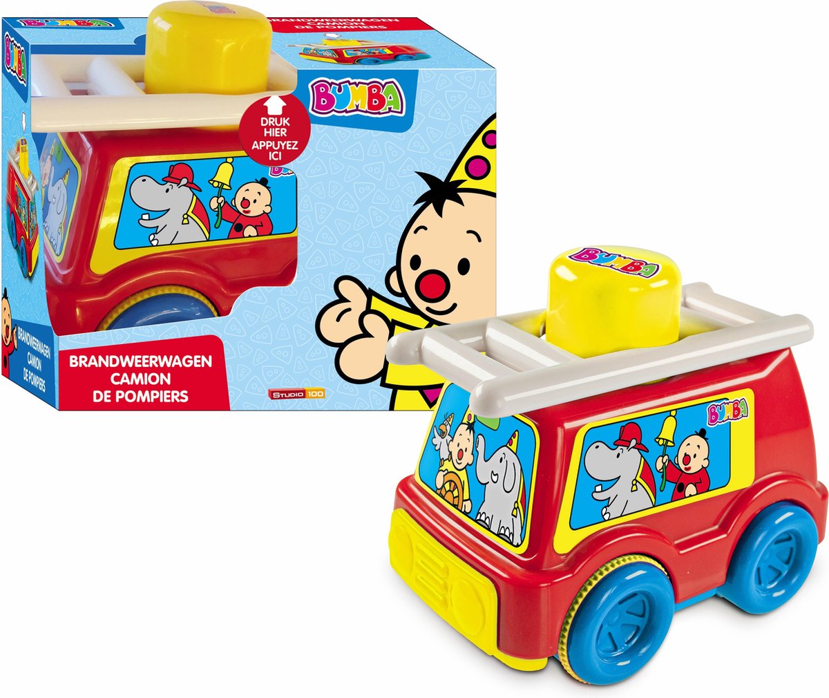 Bumba - speelgoedvoertuig - brandweerwagen - met drukknop om auto te laten rijden