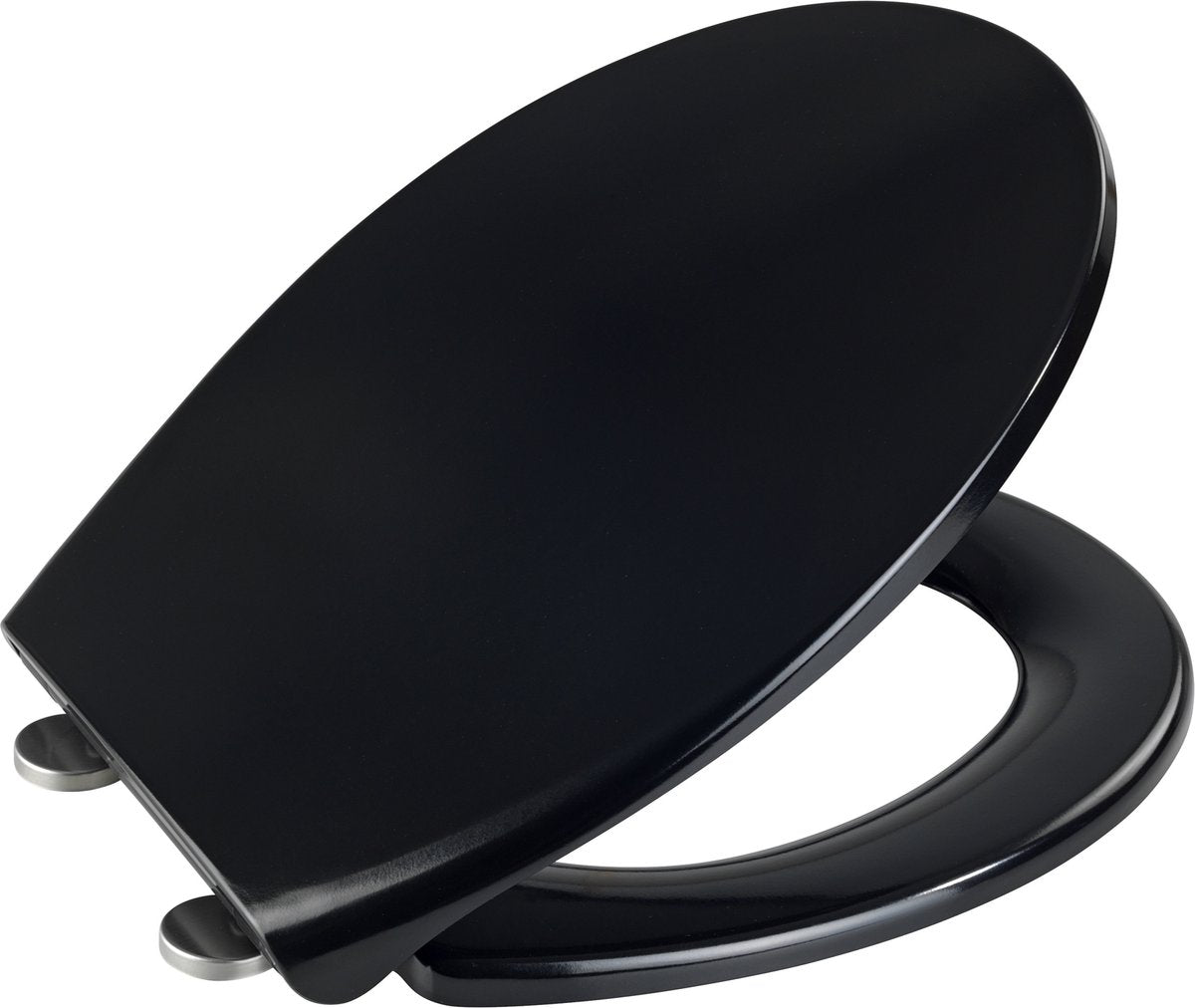 Wenko WC-Sitz Vorno Neo schwarz – antibakterielles schwarzes Duroplast – Easy-Close-Soft-Close-Verschluss – Fix-Clip-Befestigung aus Edelstahl – WC-Sitz schwarz – WC-Sitz schwarz – WC-Sitz schwarz