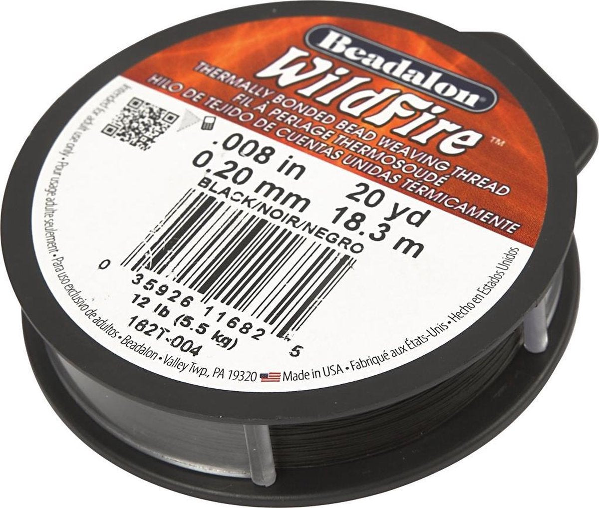 Beadalon Wildfire Perlendraht schwarz – 18,3 m – 0,2 mm – Schmuckherstellung – Perlendraht