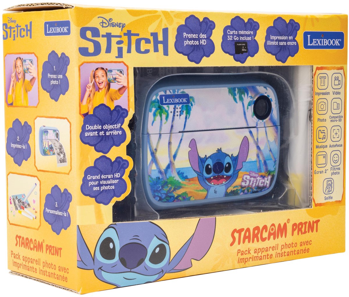 Lexibook Disney Stitch Starcam® Print, Kamerapaket mit Sofortdrucker, SD-Karte und Fotopersonalisierungsset