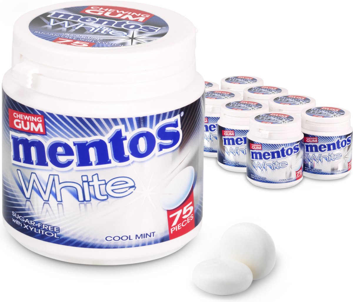 Mentos Gum White Cool Mint – Kaugummi – zuckerfrei – 8x75 Stück