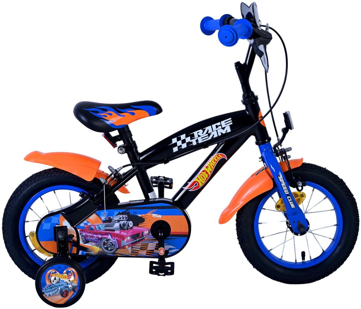 Heiße Räder Kinderfahrrad - Jungen - 12 Zoll - schwarz orange Blau - Zwei Handbremsen