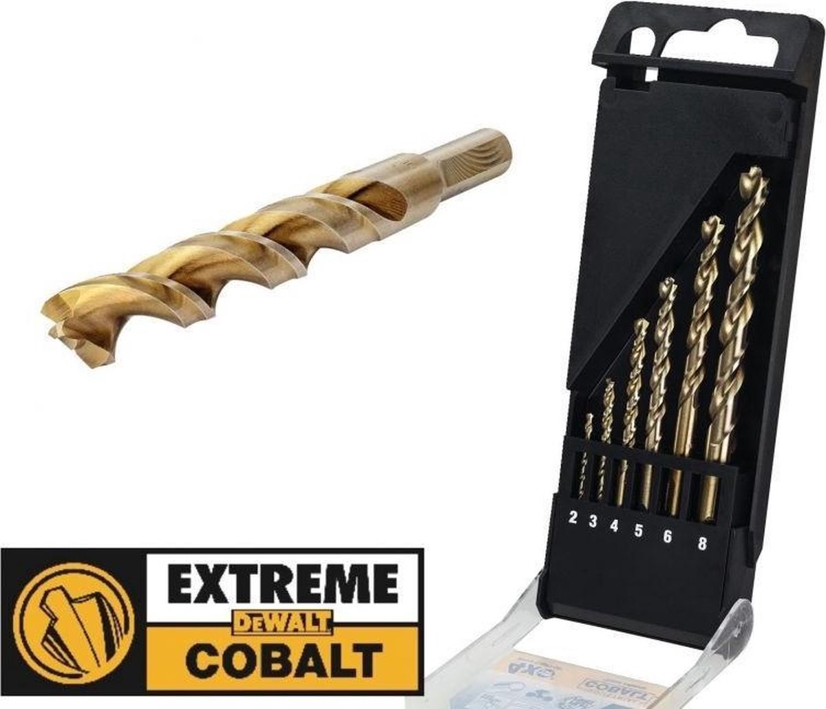 Dewalt Zubehör HSS Industrie-Kobalt-Metallbohrer 6-teiliges Set (2,3,4,5,6,8 mm) – dt4956-qz