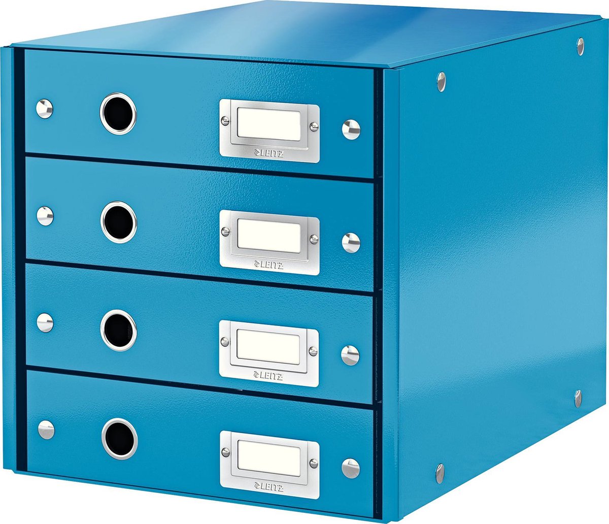 Leitz wow click store Kommode mit 4 Schubladen – 81 % recycelter Karton – für A4-Formate – platzsparende Aufbewahrung – Blau