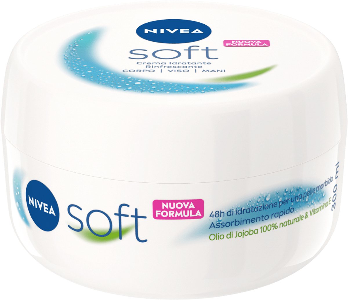 Komo nivea soft, crème, unisex, hydraterend, voedend, verzachtend, universele huid, 300 ml, jojobaolie
