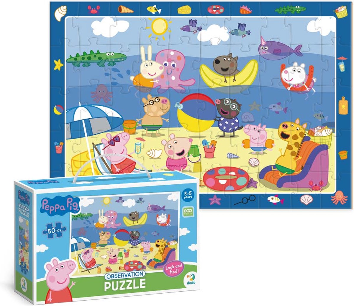 Dodo toys peppa pig puzzel 3 - 4 - 5 jaar - 50 stukjes - 31 x 45 cm - peppa pig speelgoed 3+ - kinderpuzzel 3 4 5 jaar - zoekboek