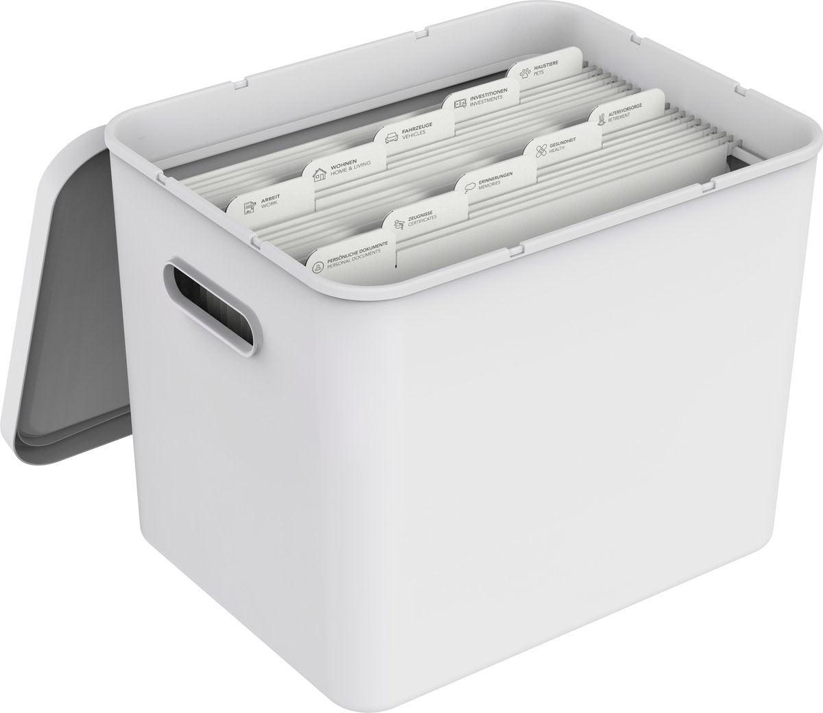 Rotho My Paper Archivbox A4, Dokumenten-Organizer mit Aufhängern, 40x29,2x29,8 cm, weiß
