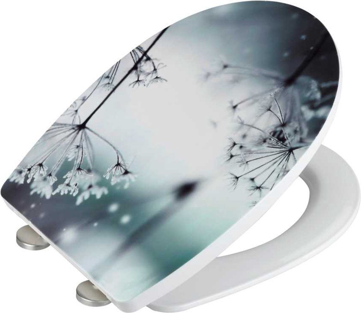 WENKO WC-Sitz Polar - Hochglanz-Thermoplast mit Aufdruck - Easy-Close-Soft-Close-Verschluss - Fix-Clip-Befestigung abklinkbar in Edelstahl - Belastbar bis 350 kg - WC-Sitz-Dekor - WC-Sitz mit Aufdruck