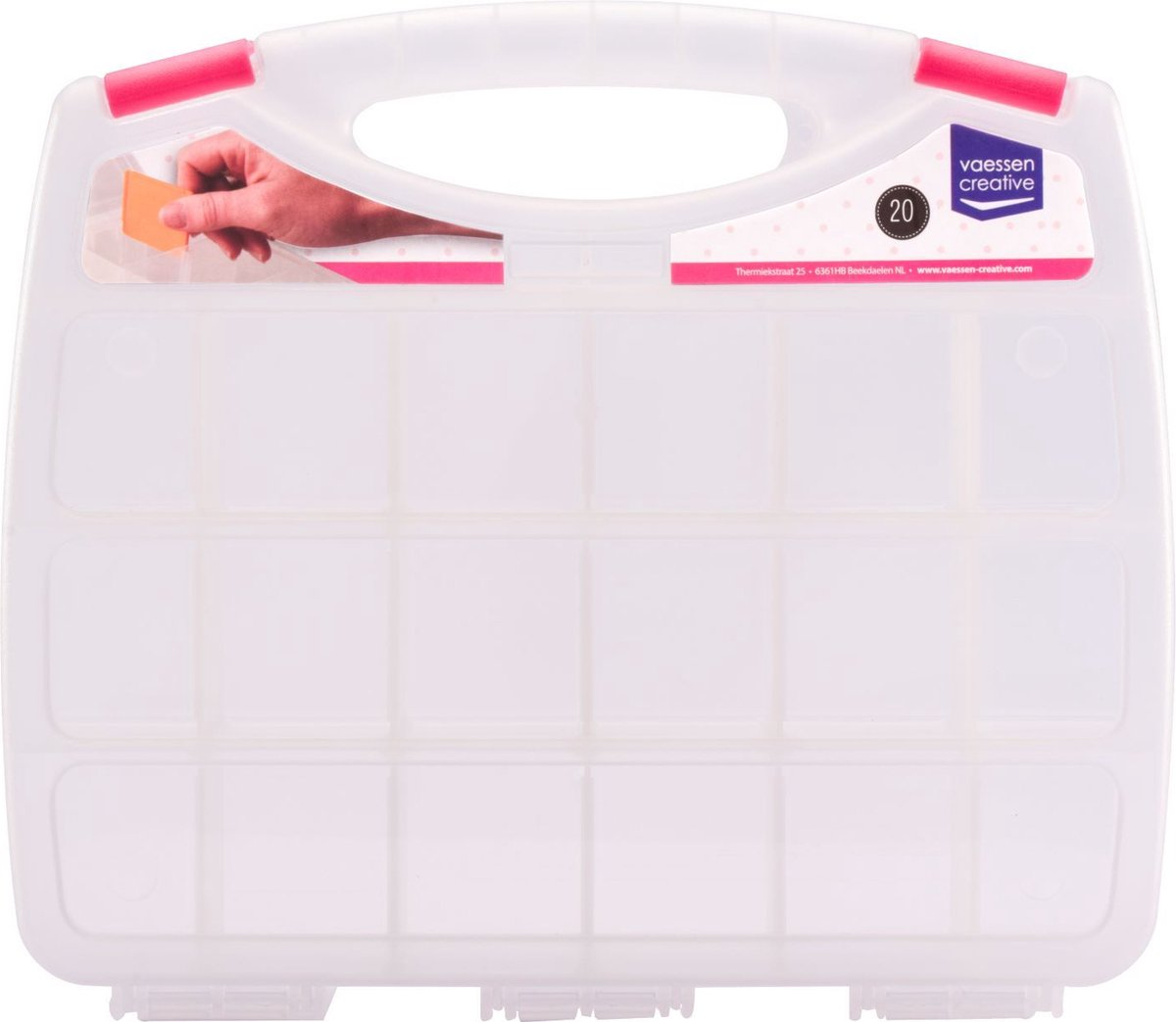 Vaessen creative opbergbox – opbergdoos met deksel 30,5 x 25,5 x 6 cm - 20 vakjes