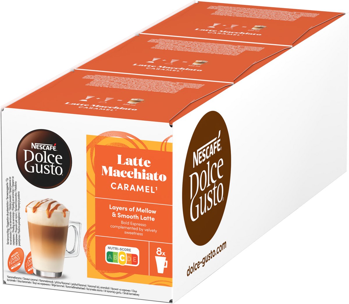 Nescafé Dolce Gusto Kapseln Latte Macchiato Karamell – 48 Kaffeetassen für 24 Tassen Kaffee