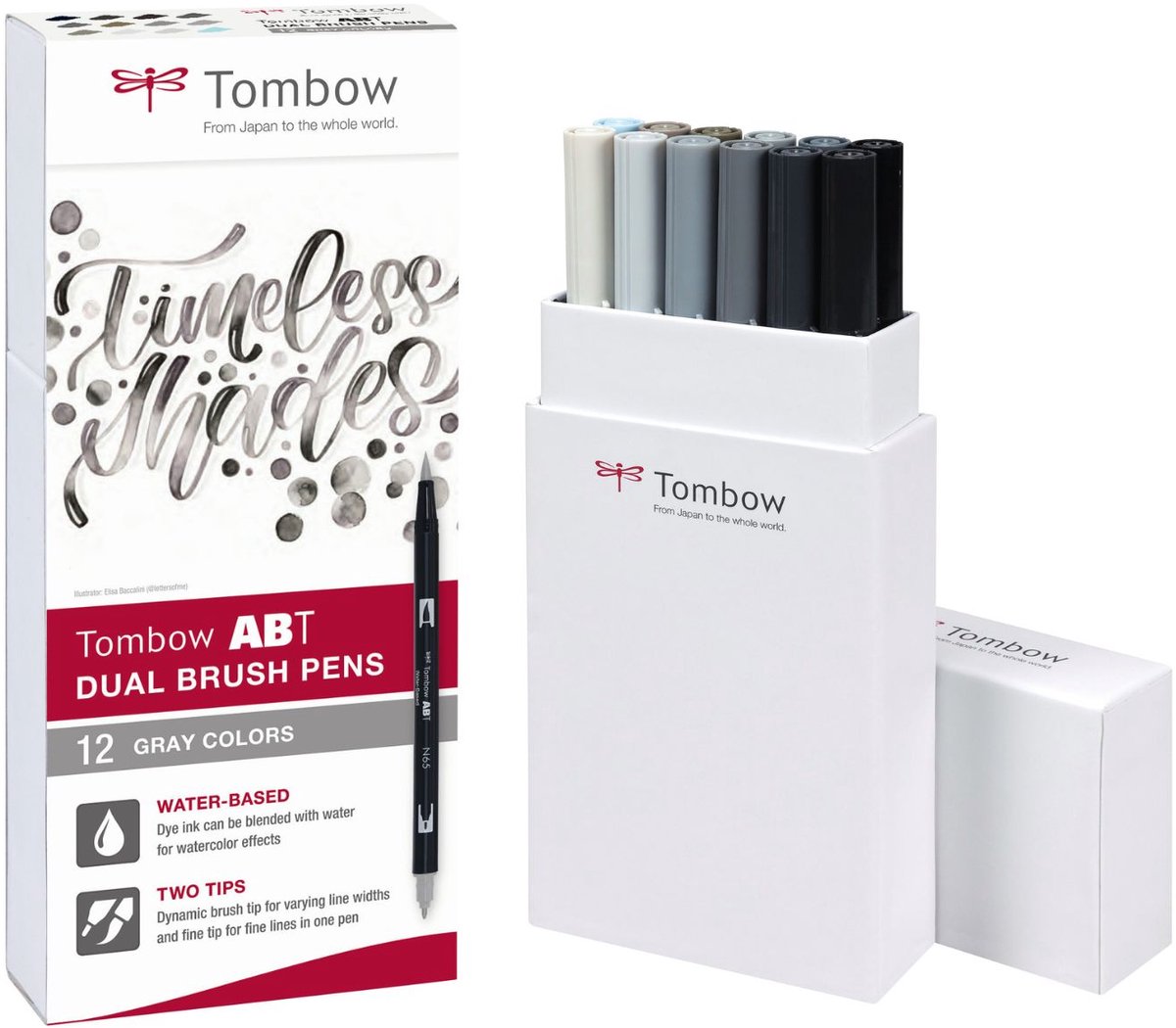 Tombow • Pinselstift und Dual-Pinselstift, 12x graue Farben