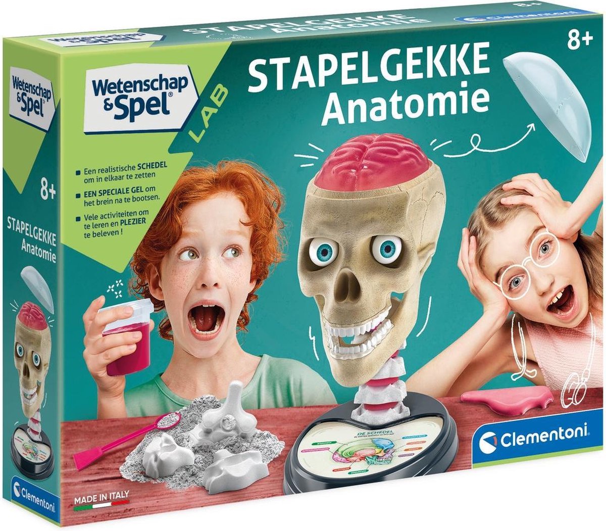 Clementoni Wissenschaftsspiel – verrückte Anatomie – Wissenschaftsbox – Wissenschaftslabor – ab 8 Jahren