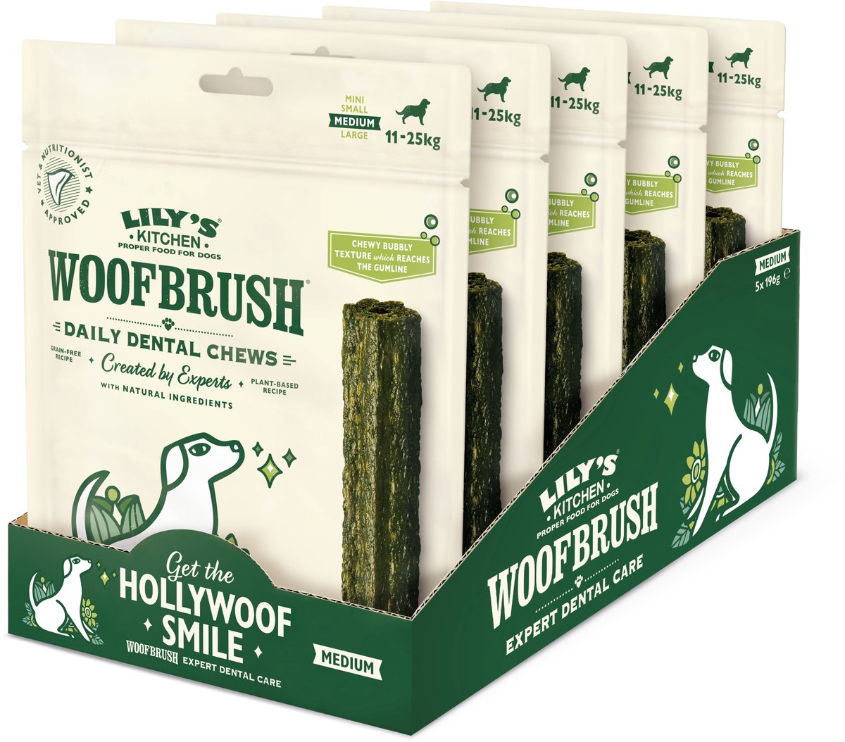 Lily's Kitchen – Hundesnacks – Woofbrush Natural Dental Chew – Medium 5 x 196 g