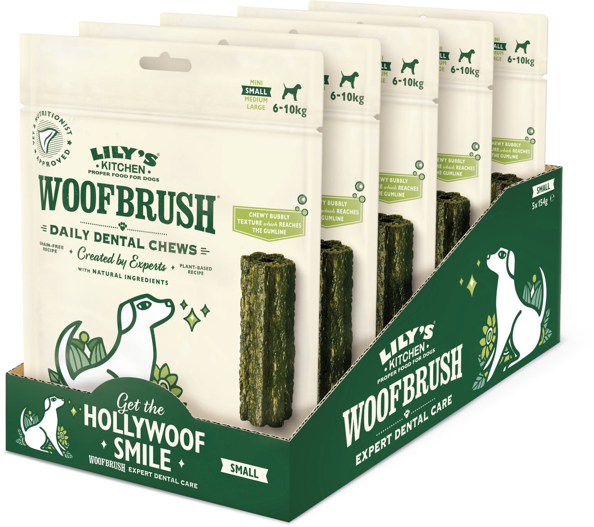 Lily's Kitchen – Hundesnacks – Woofbrush Natural Dental Kausnack – klein 5 x 154 g