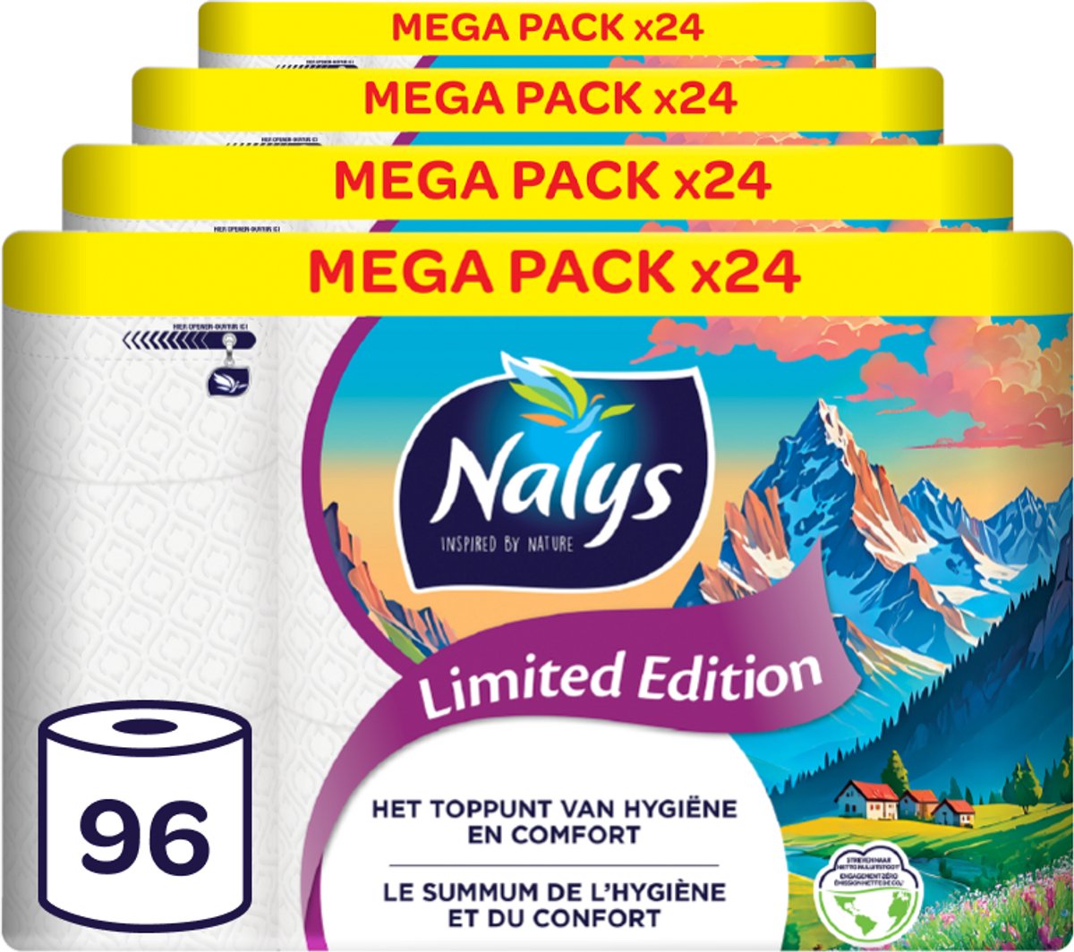 Nalys Toilettenpapier in limitierter Auflage – 96 Rollen – weiß (2-lagig) – Vorteilspack