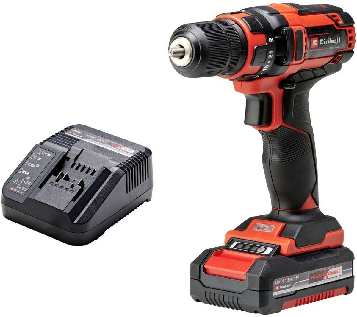 Einhell Akku-Bohrschrauber TC-CD 18 35 Li Kit - Power X-Change - 18 V Li-Ion - 35 Nm - 0-550 U/min - 10 mm Schnellspannbohrfutter - elektronische Drehzahlregelung - inkl. 1x 1,5 Ah Akku und Ladegerät