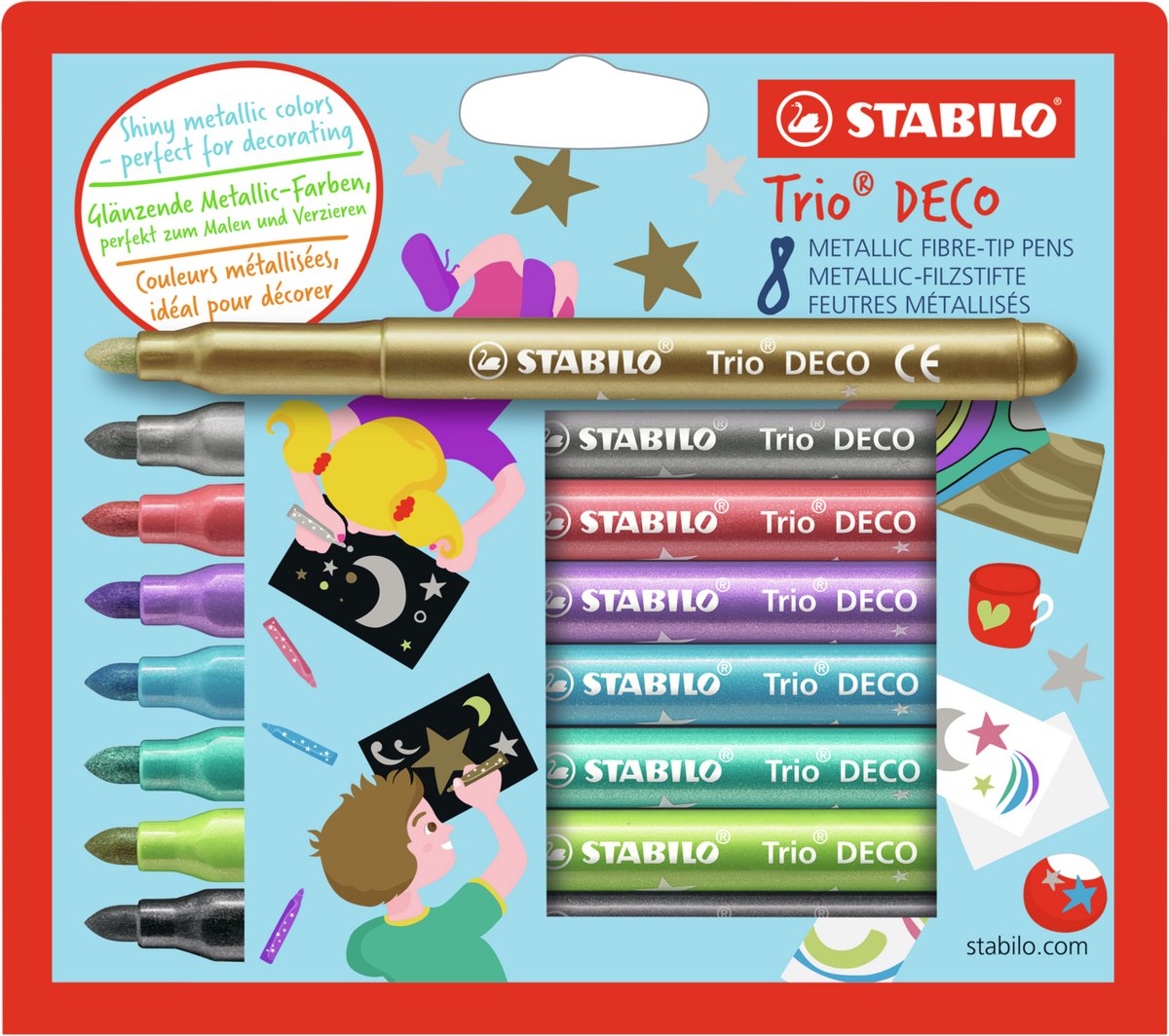 Stabilo Trio Deco - Metallic-Filzstift - Etui mit 8 Stück