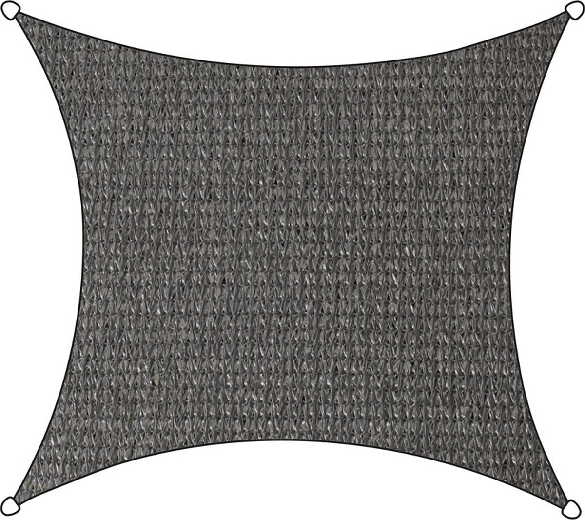 Livin' outdoor livn schaduwdoek iseo hdpe vierkant 5m antraciet - wind- en waterdoorlatend - dikte doek: 185 gr m2 - inclusief bevestigingskoord en rvs bevestigingsringen