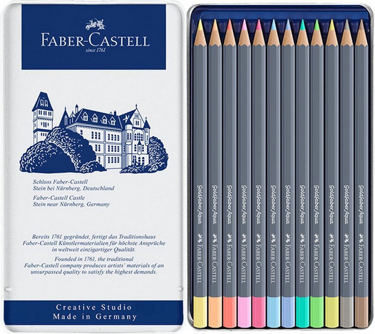 Faber-Castell Buntstifte Aquarell – Goldfaber – Dose 12 Stück – Pastellfarben – FC-114622