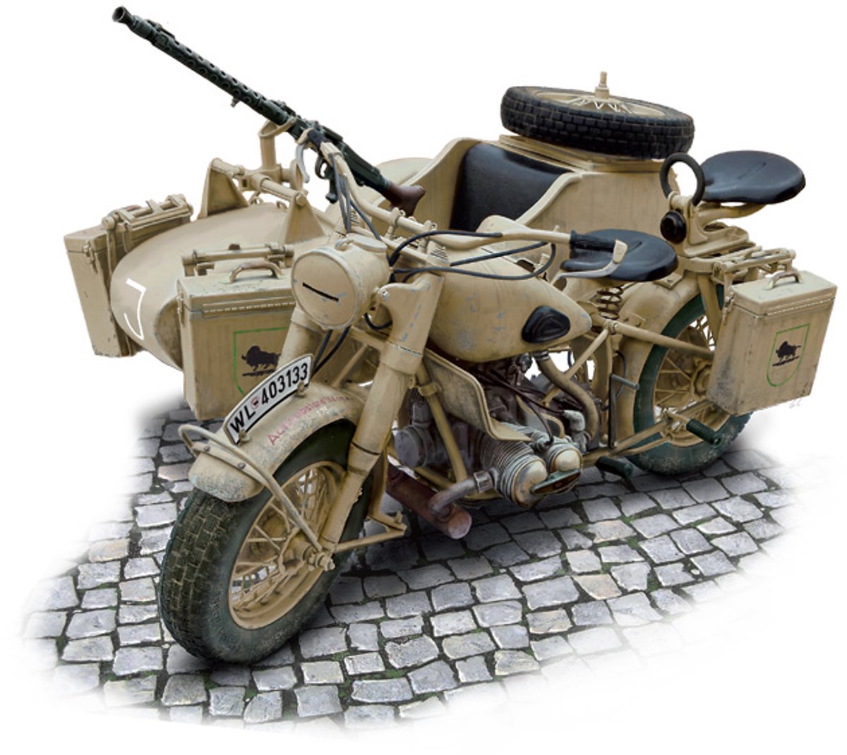 Italeri 7403 – deutsches Militärmotorrad mit Seitenwagen - 1:9