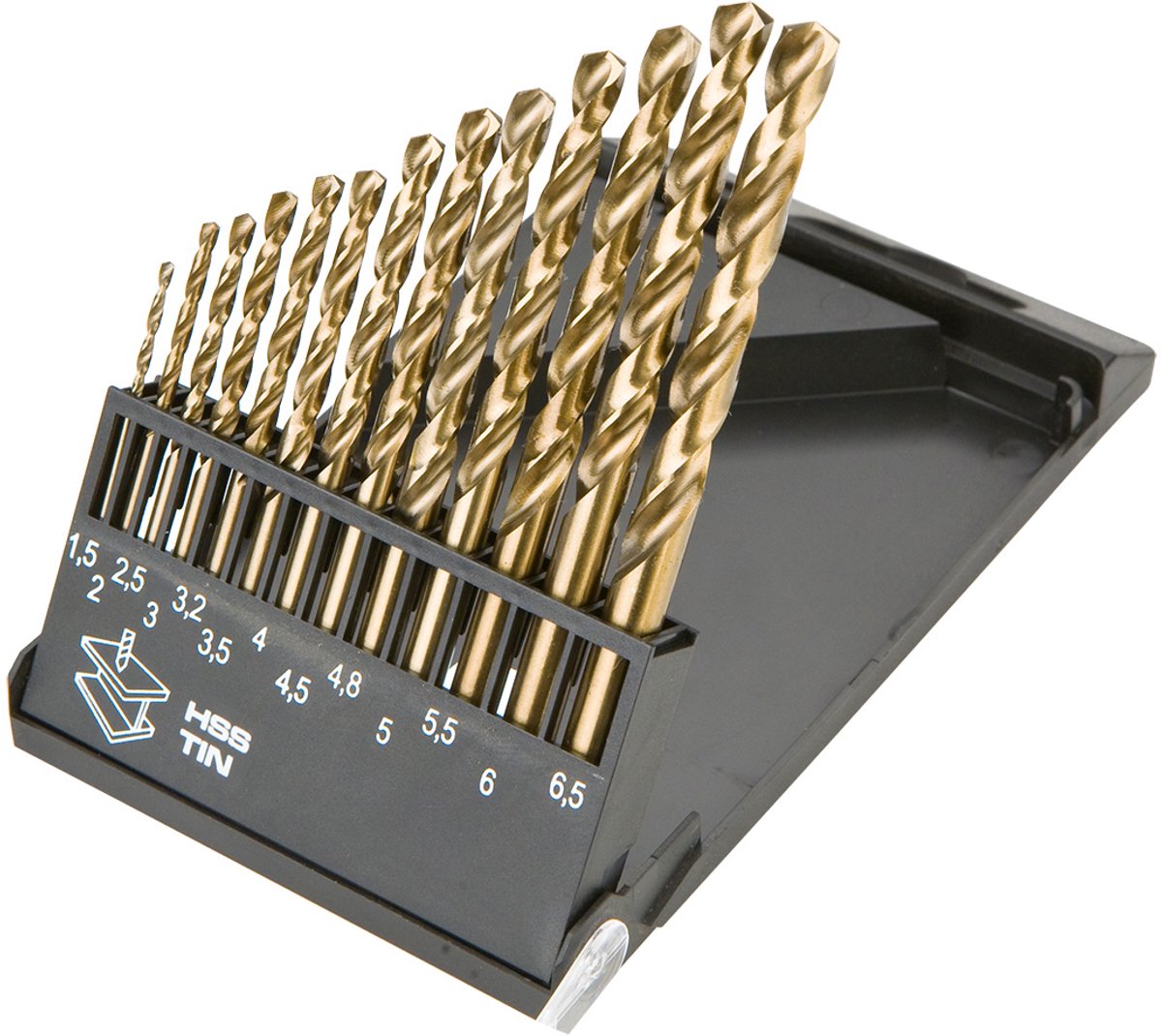 Graphit – Bohrerzubehör – wietła HSS-Zinn 1,5–6,5 mm – Set mit 13 Stück