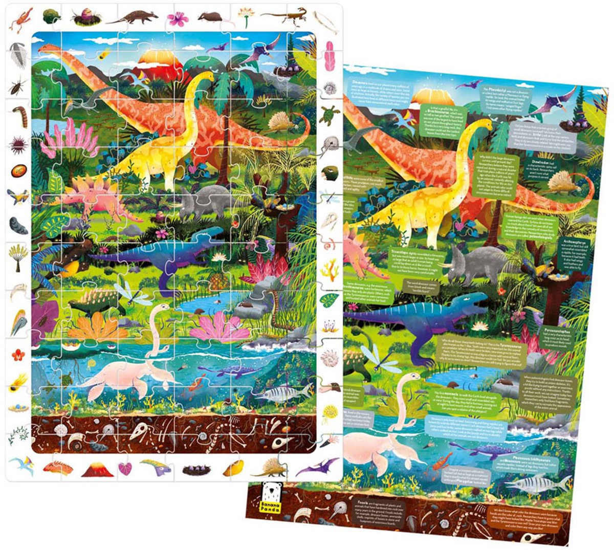 Bananenpanda - Such- und Schaupuzzle Dinosaurier - 60 Teile.