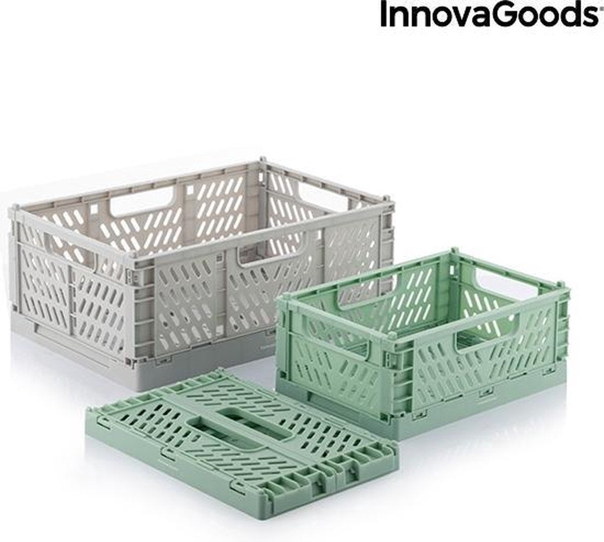 Innovagoods-Set mit 3 faltbaren und stapelbaren Boxtor-Aufbewahrungskisten