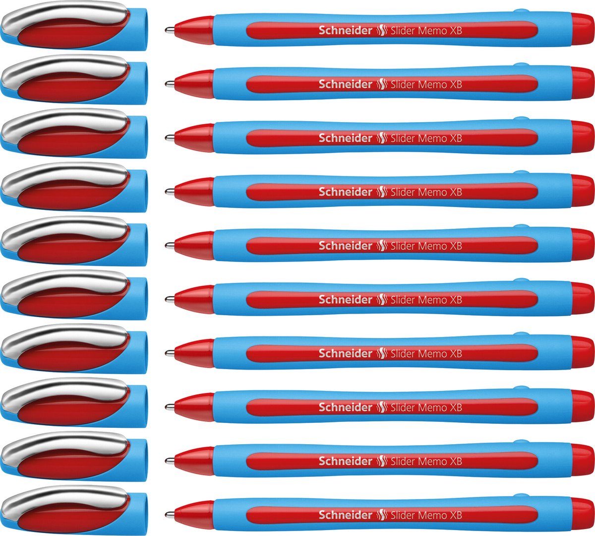 Schneider Schreibgeräte Schneider Kugelschreiber – Slider Memo – Feder xb – Schreibbreite 1,4 mm – rot – 10 Stück – S-150202-10