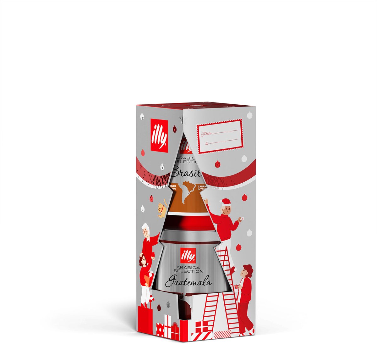 Illy Weihnachtsbaum gemahlener Kaffee Arabica-Auswahl Brasilien und Guatemala – 125 Gramm – Weihnachten