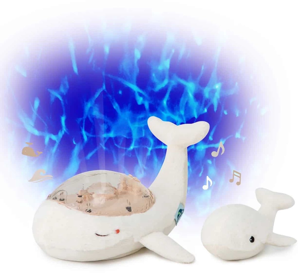 Cloud B Tranquil Whale White Familienmusikalischer Babyprojektor mit 3x AA-Batterien und Babywal