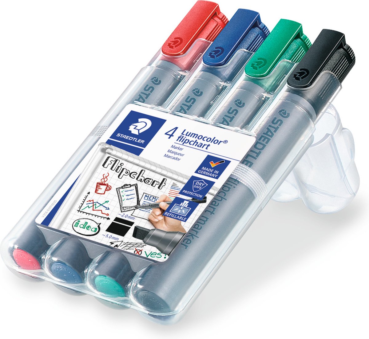 Staedtler Lumocolor Flipchart-Marker 356 mit Keilspitze – Box 4 Farben