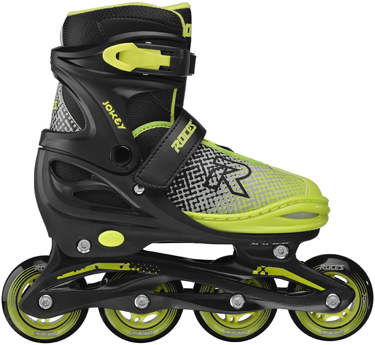 Roces Jokey X verstellbare Inline-Skates Jungen – Inline-Skates – Mitwachs-Skates – Schwarz Grün – Größe 38–41