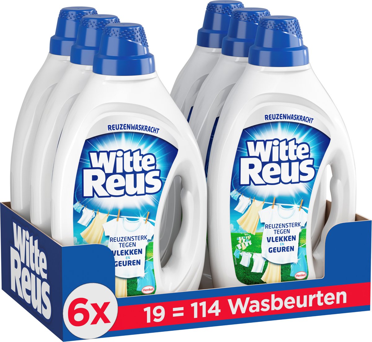 White Giant Gel - Flüssigwaschmittel - Weiße Wäsche - 6 x 19 Wäschen - Vorteilspack
