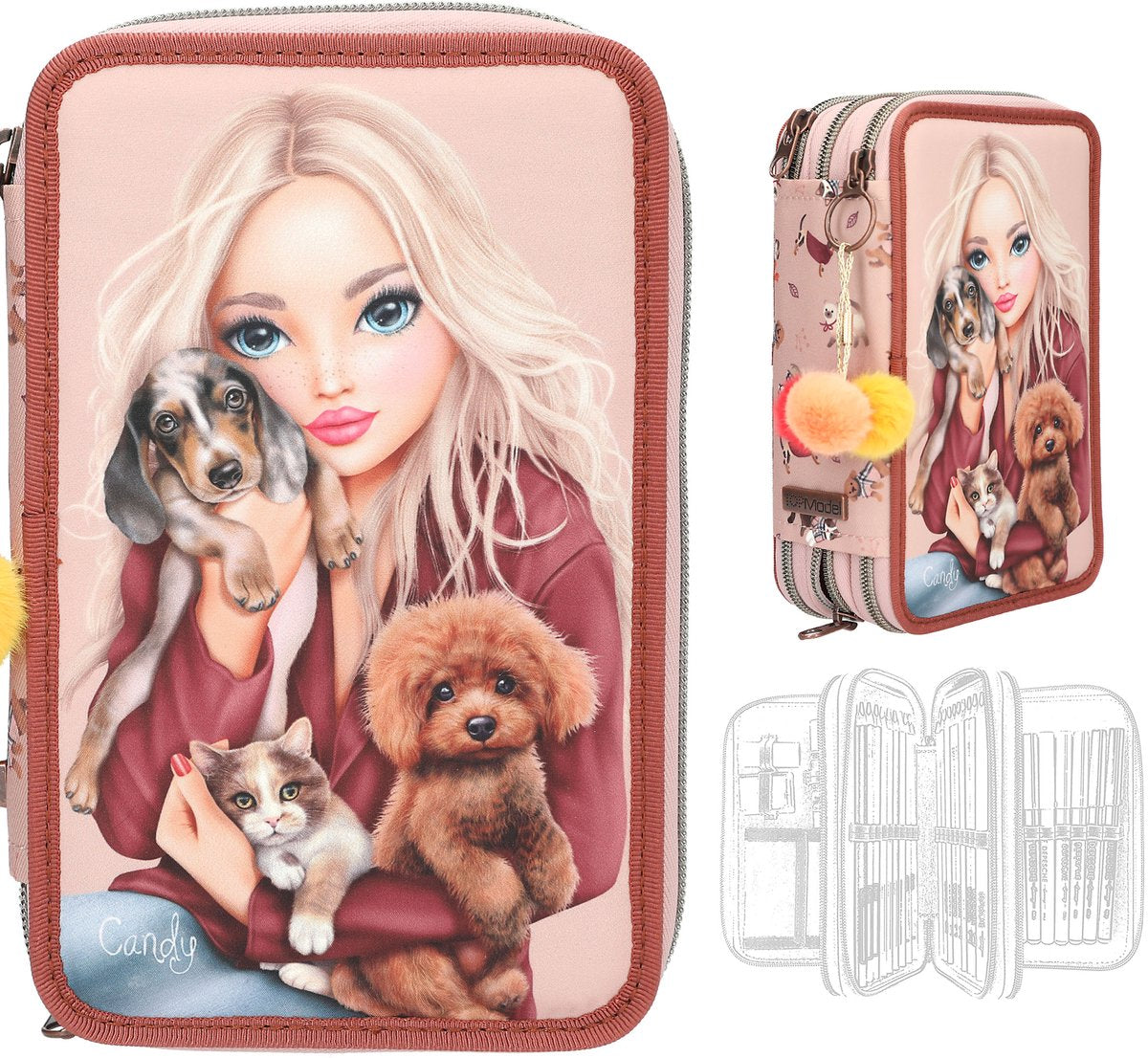 Depesche – Topmodell Federmäppchen mit 3 Fächern – Fur Ever Friends
