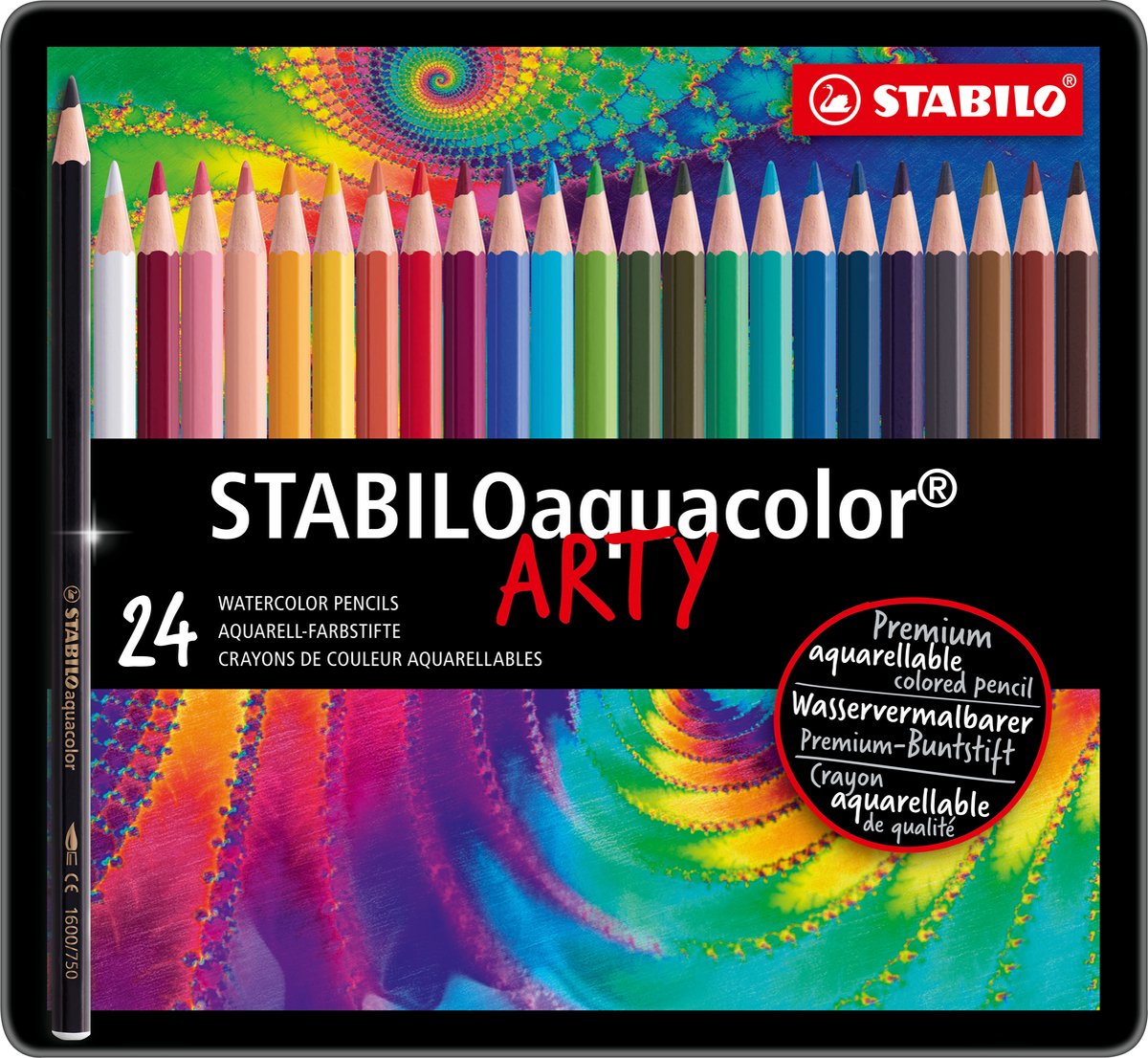 Stabilo aquacolor – Premium-Aquarell-Buntstifte – kunstvoll – Metalletui, 24 Farben