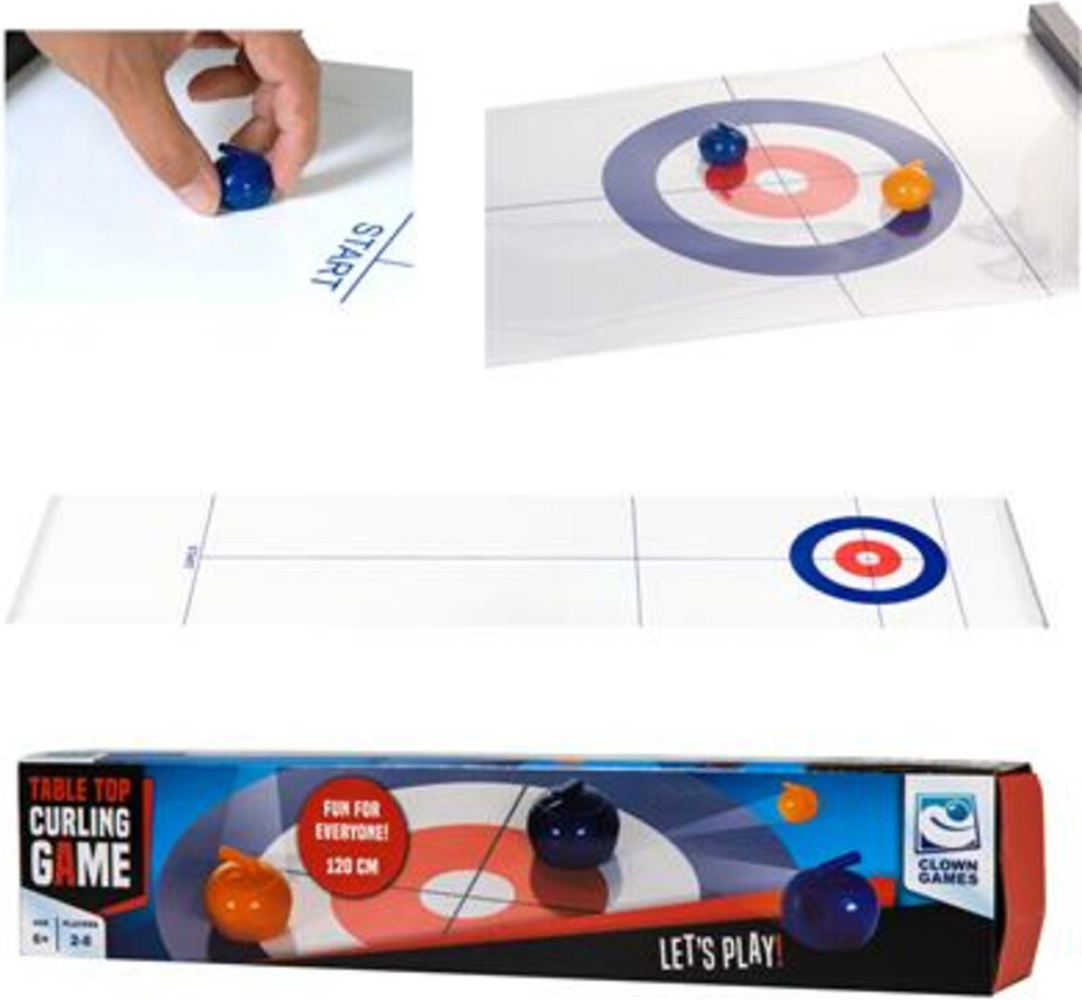 Clownspieltisch Curling mit 8 Steinen