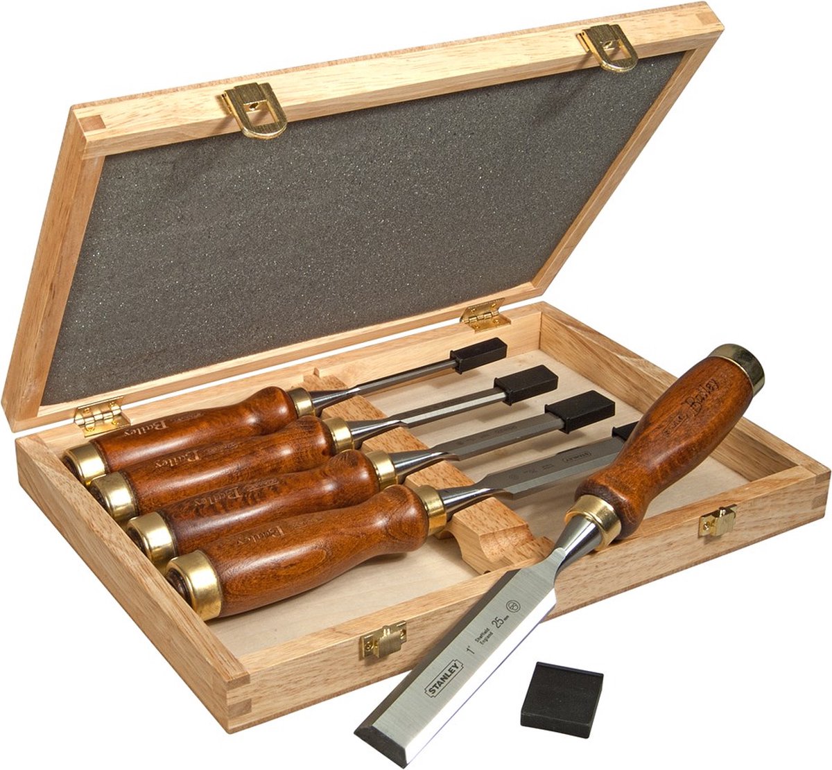 Stanley Handwerkzeuge Holzmeißel-Set Bailey, 5-teilige Holzkiste – 2-16-217