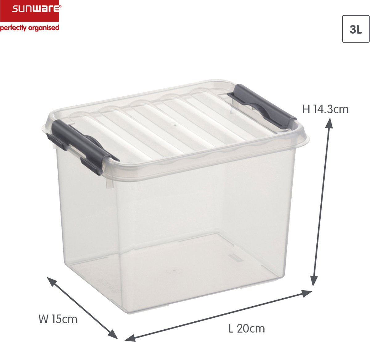 Sunware q-line Aufbewahrungsbox 3 Liter transparent 20x15x14cm