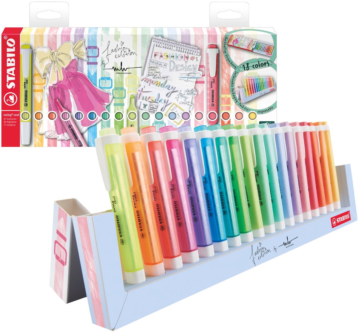 Stabilo Swing Cool - Markierungsmarker - 18 Stück Deskset