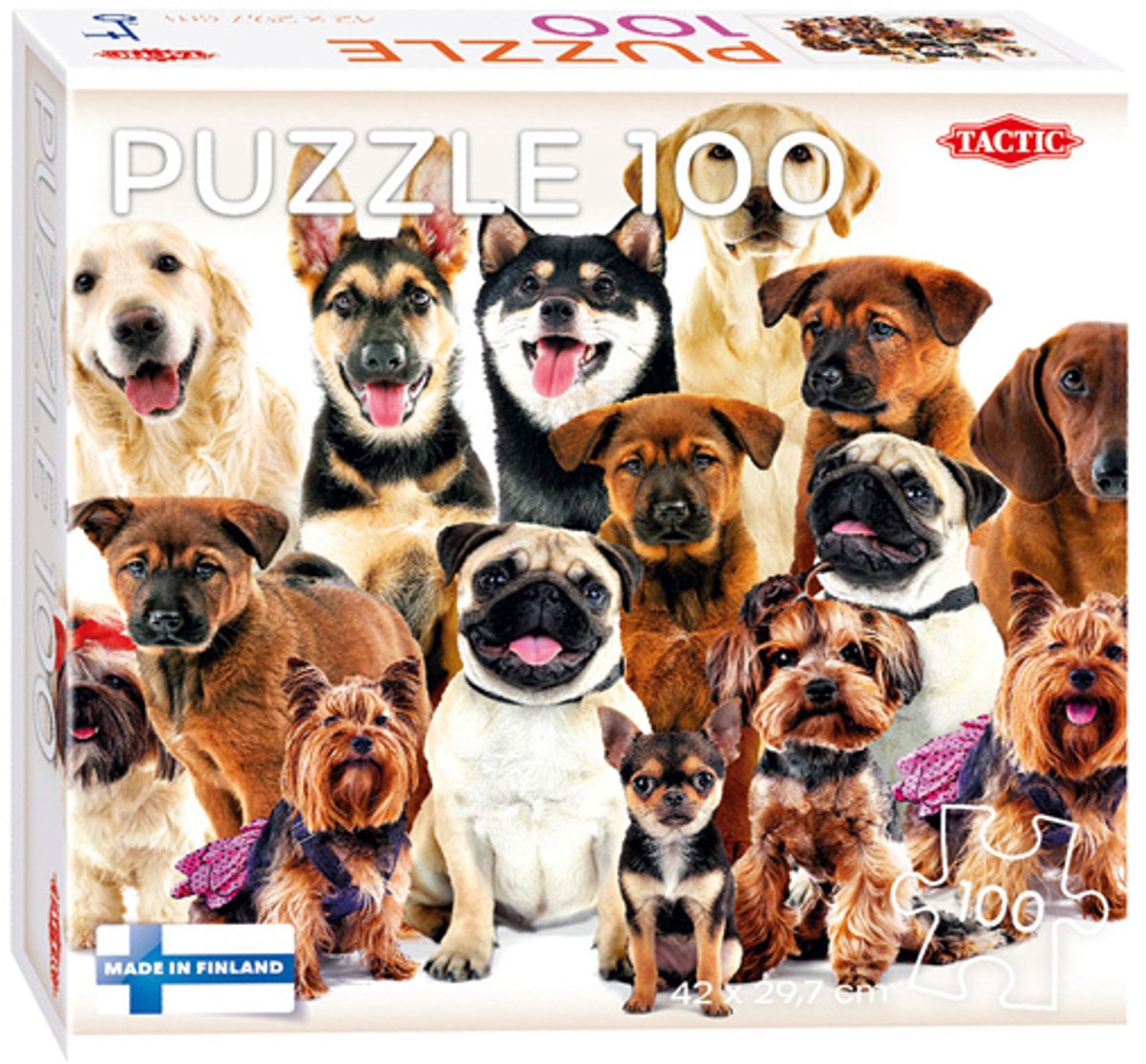 Taktikgruppe süßer Hunde – Puzzle – 100 Teile – fröhliche Hundeillustration – elegantes und beruhigendes Design – hohe skandinavische Qualität
