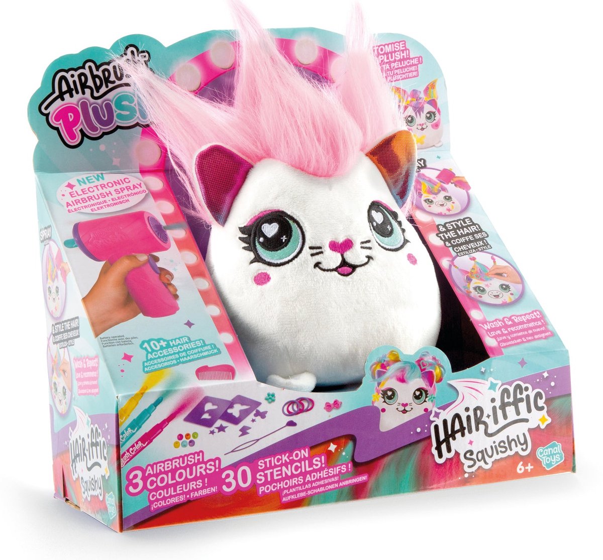 Canal Toys – Airbrush-Plüsch – Squishy Hair'iffic Plüsch zum Stylen und Dekorieren mit elektronischem Spray, Markern, -Air 040- zufällig