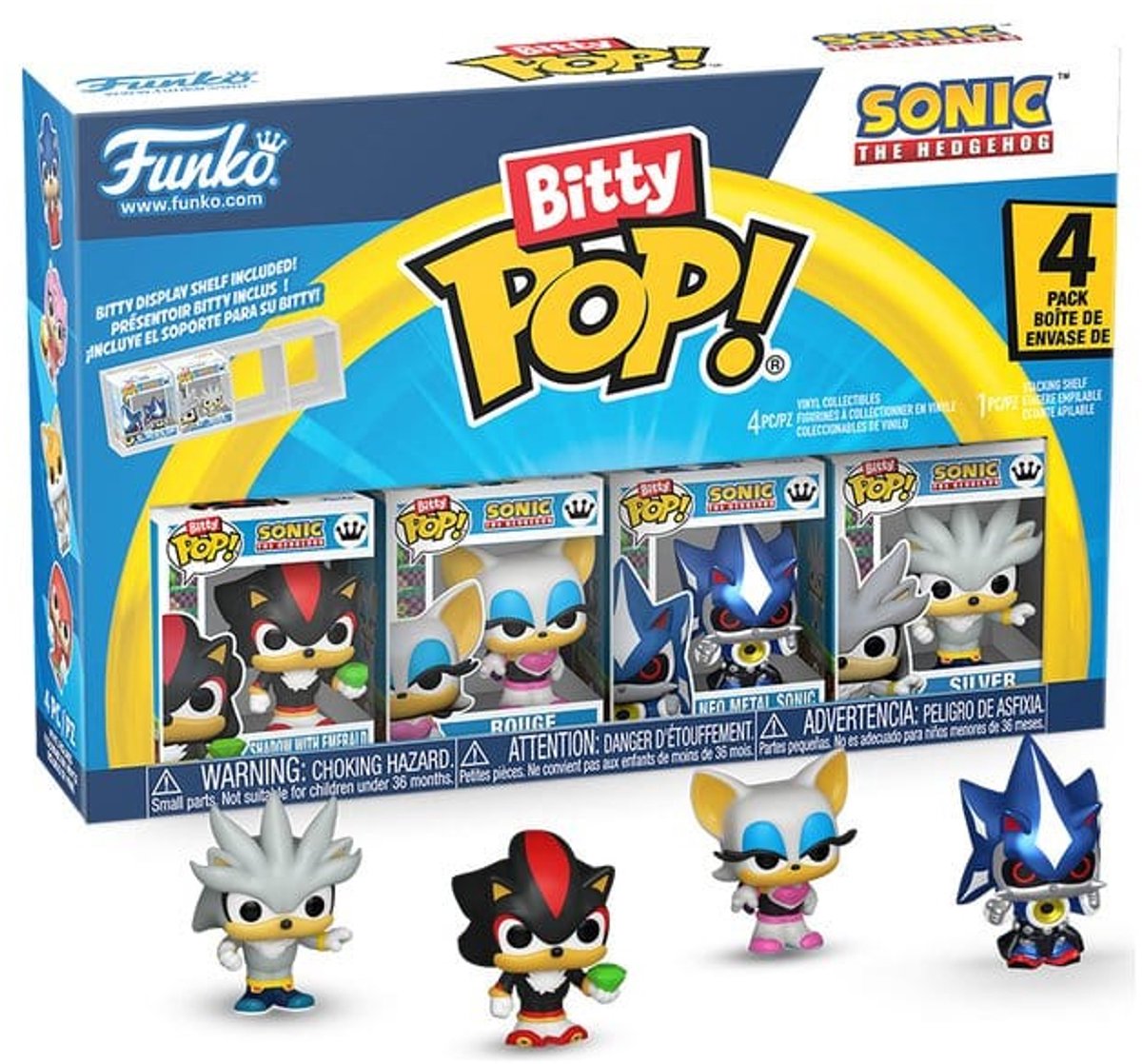 Funko Sonic Bitty Pop! Vinylfigur 4er-Pack Schatten 2,5 cm Minifigur - 2 cm