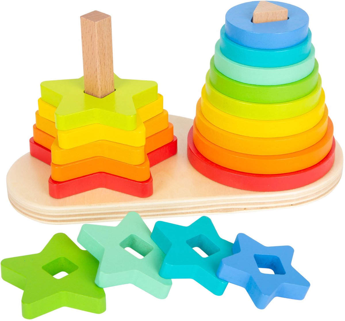 Small Foot - Holz-Stapelturm Regenbogenkreis und Stern, 19-tlg.