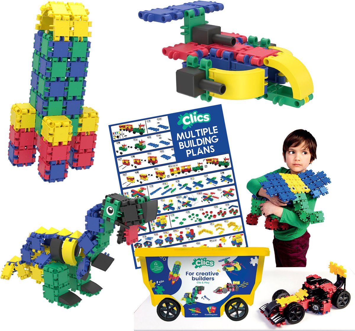Clics Rollkasten-Bausteine – Baukasten 15in1