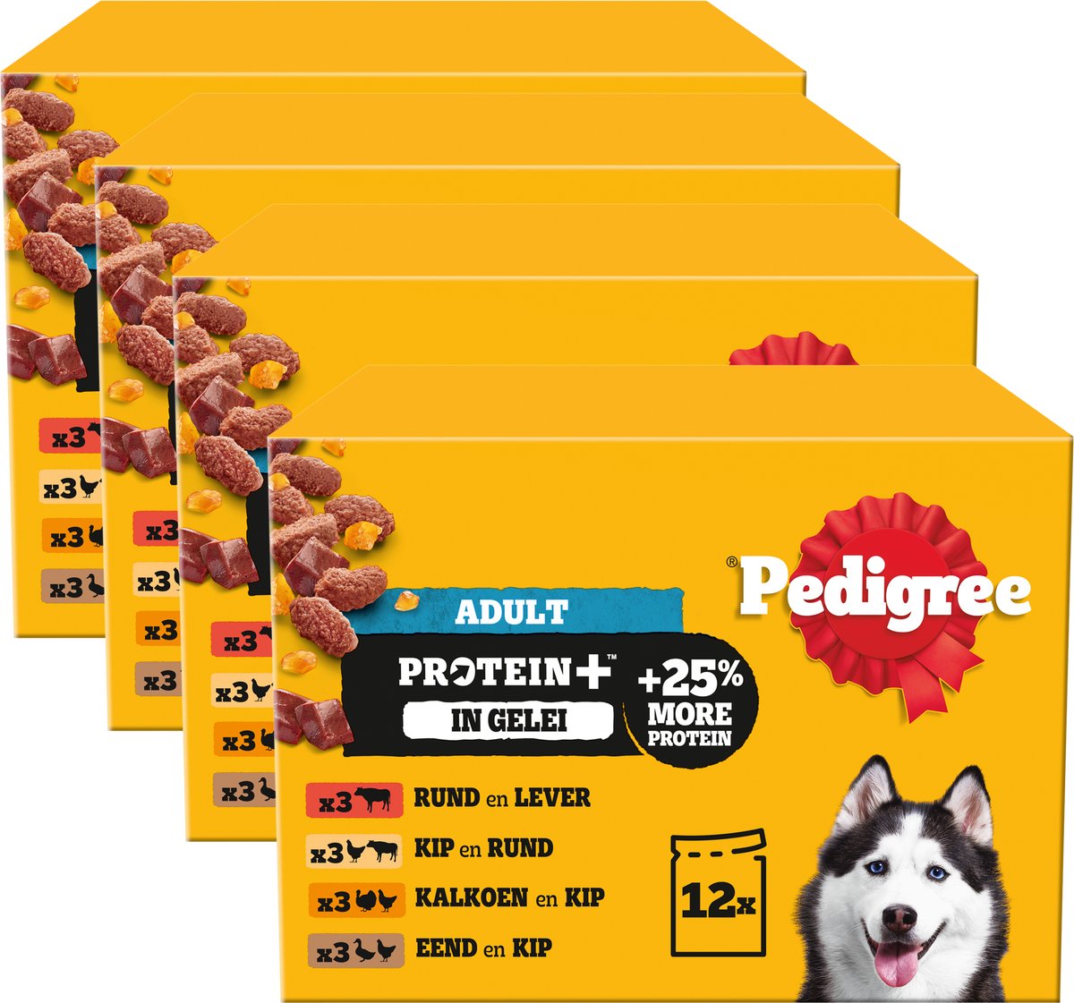 Pedigree-Mahlzeitenbeutel für Erwachsene – Protein+-Auswahl in Gelee – Hundefutter – 48 x 85 g