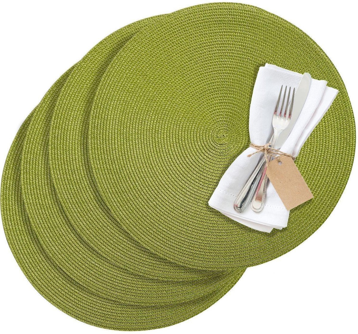 Westmark Set mit 4 Tischsets, ø 38 cm, Polypropylen, grün, Saleen-Kollektion: Kreis