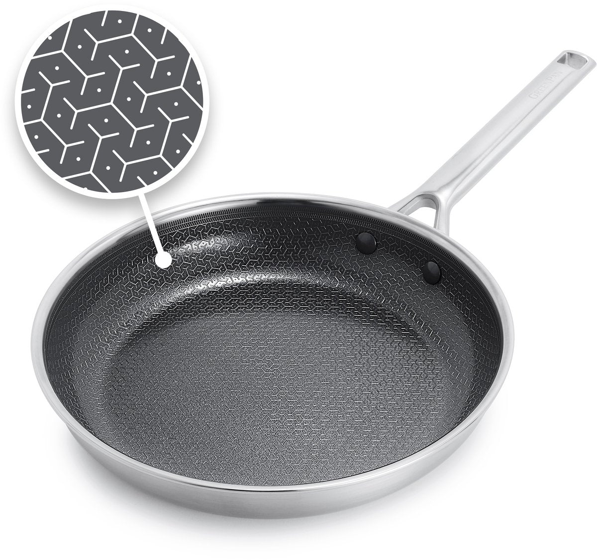 Greenpan Apex Bratpfanne 28 cm – Wabenstruktur – Keramik – PFA-frei – Induktionsbratpfanne – ofenfest bis 220 °C – spülmaschinenfest – Edelstahlgriffe – Edelstahl