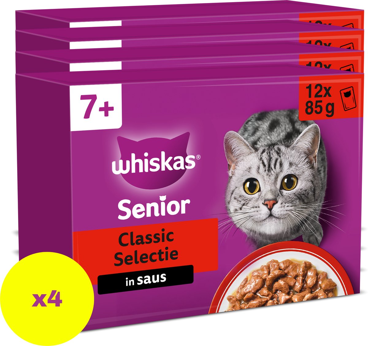 Whiskas Whis Multipack -Beutel Senior Fleischauswahl in Saus