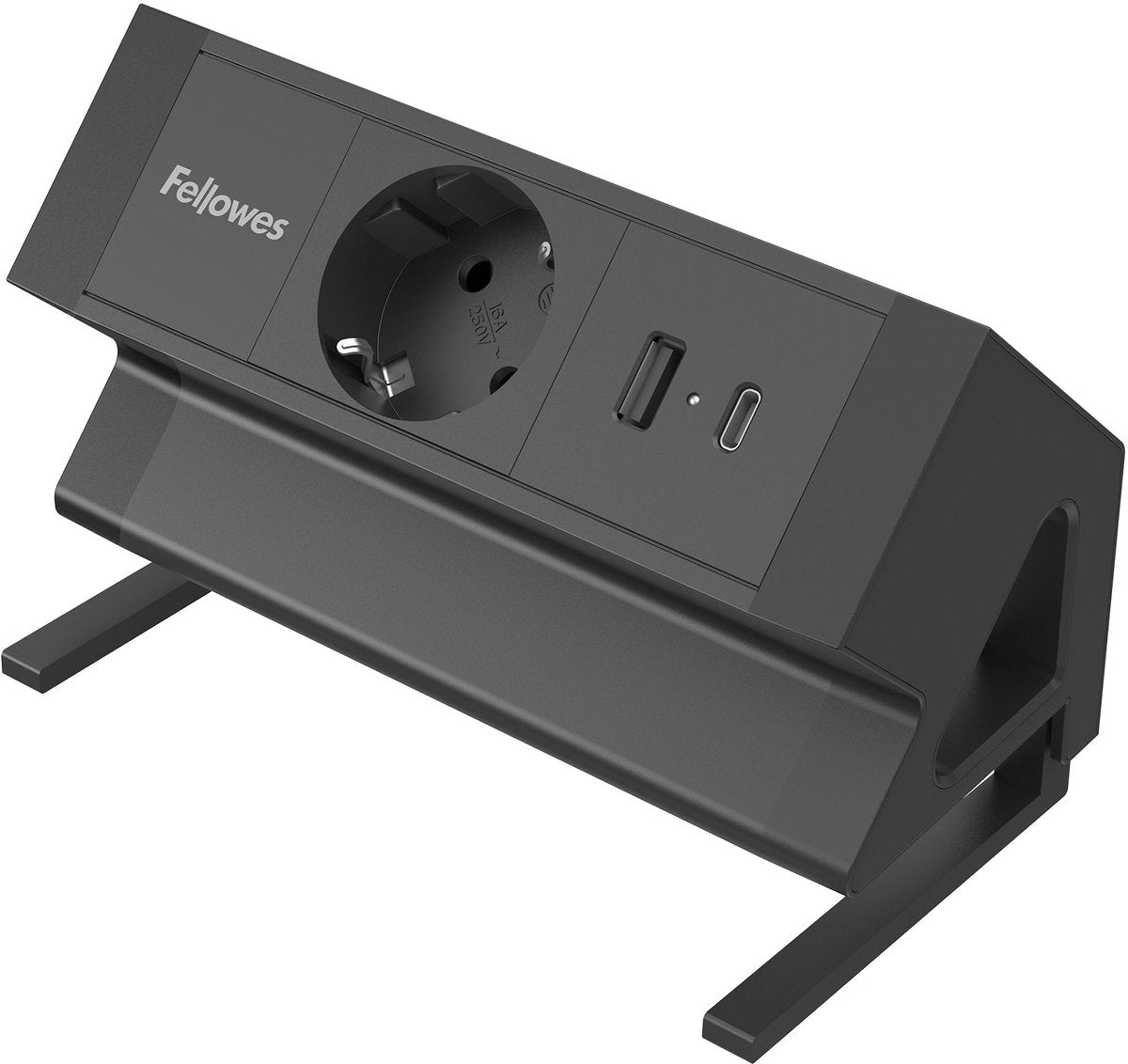 Fellowes Ampra Power Desk – Aufputz-Netzteil für Schreibtisch – 1x Steckdose + USB-A USB-C – Tischklemme 10–45 mm – 2 m Kabel – 5 Jahre Garantie